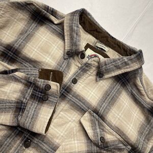 Field & Forest Men's Flannel Shirt XXL Brown Gray Plaid Long Sleeve EUC
